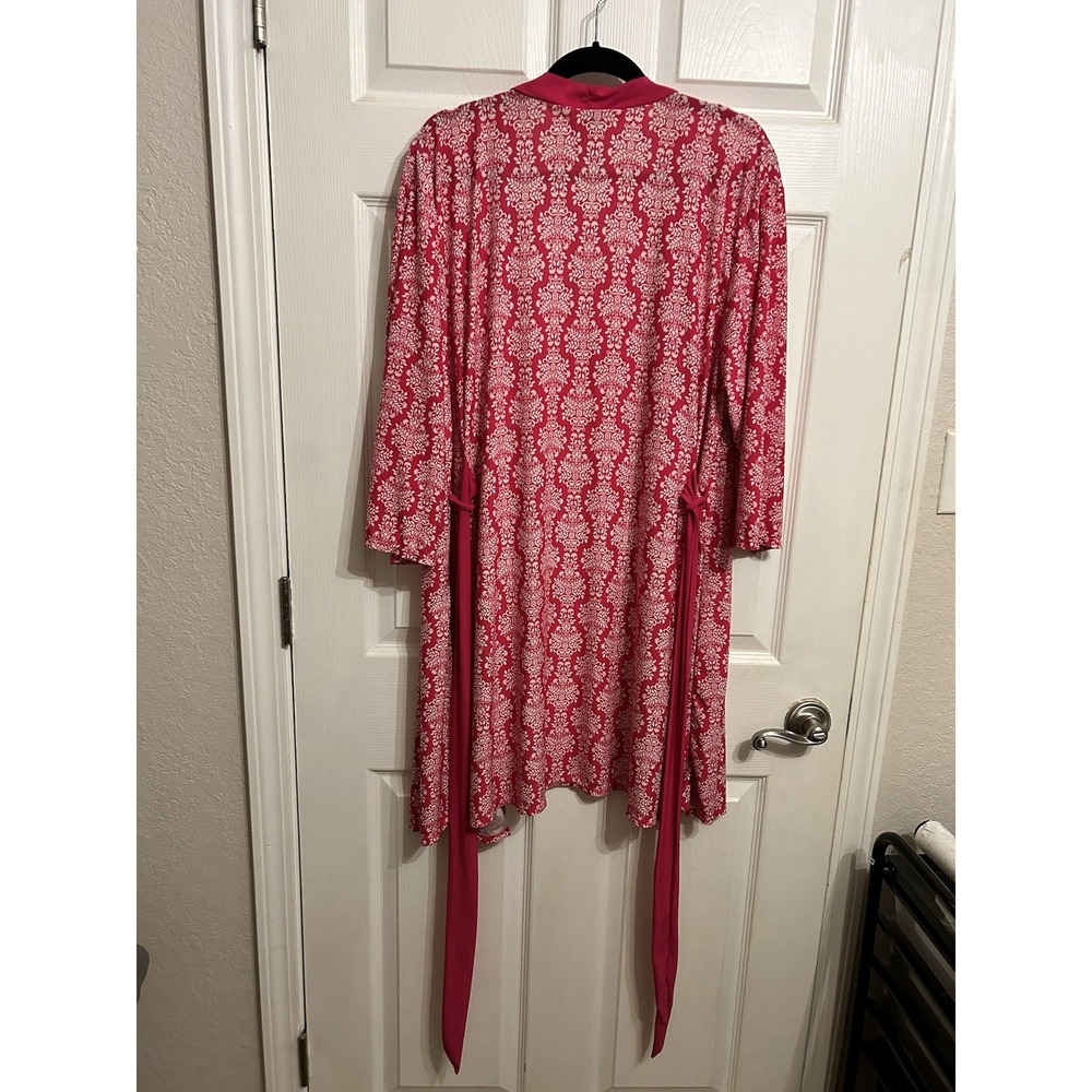 Laura Ashley XL Pink Floral Chinoiserie Robe Intimates Kimono Sleepwear Wrap - Picture 8 of 12